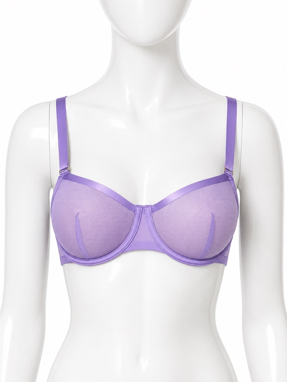 CUUP The Balconette Mesh Bra Lavender Purple Underwire Sheer 40D